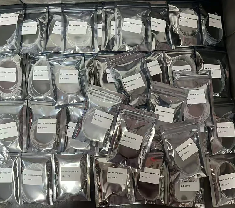 Individually packed reels with component labels.